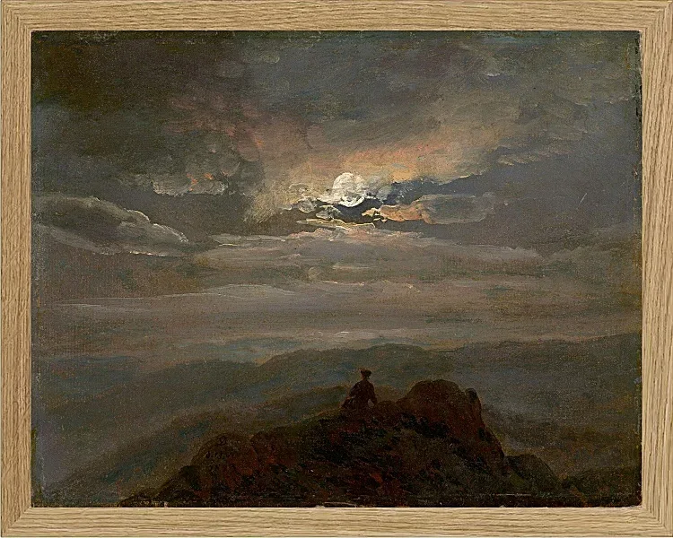 Johan Christian Dahl – Wanderer auf einem Berggipfel 1823 | Giclée Kunstdruck gerahmt