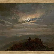 Johan Christian Dahl – Wanderer auf einem Berggipfel 1823 | Giclée Kunstdruck gerahmt