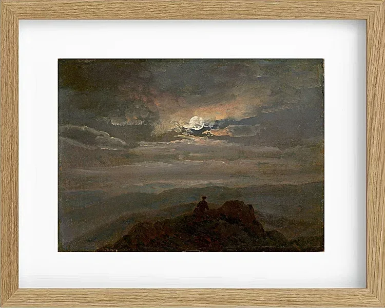 Johan Christian Dahl – Wanderer auf einem Berggipfel 1823 | Giclée Kunstdruck gerahmt