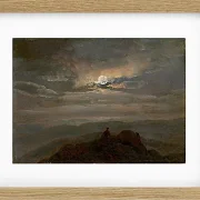 Johan Christian Dahl – Wanderer auf einem Berggipfel 1823 | Giclée Kunstdruck gerahmt