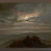 Johan Christian Dahl – Wanderer auf einem Berggipfel 1823 | Giclée Kunstdruck gerahmt