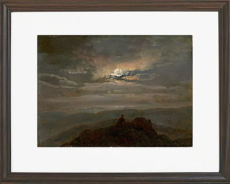 Johan Christian Dahl – Wanderer auf einem Berggipfel 1823 | Giclée Kunstdruck gerahmt