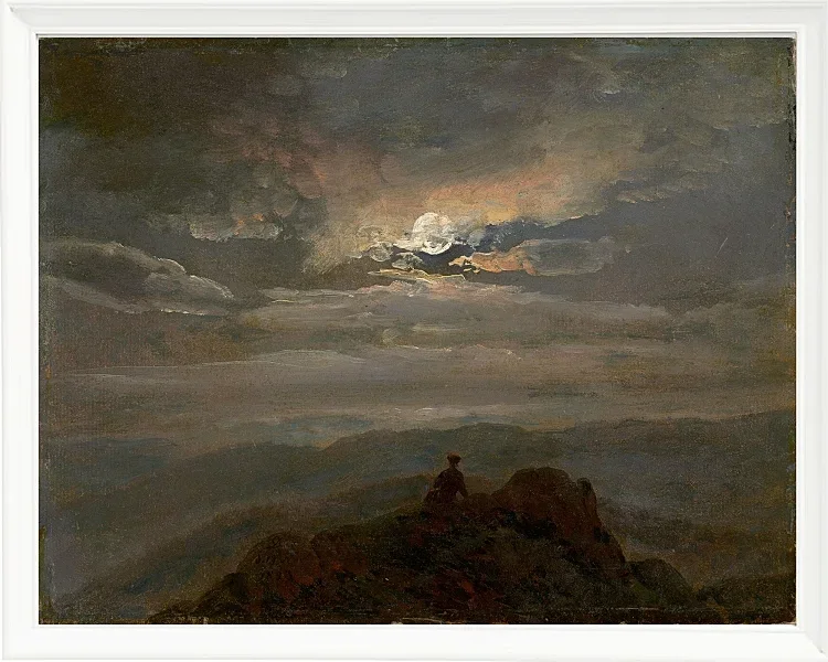 Johan Christian Dahl – Wanderer auf einem Berggipfel 1823 | Giclée Kunstdruck gerahmt