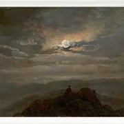 Johan Christian Dahl – Wanderer auf einem Berggipfel 1823 | Giclée Kunstdruck gerahmt