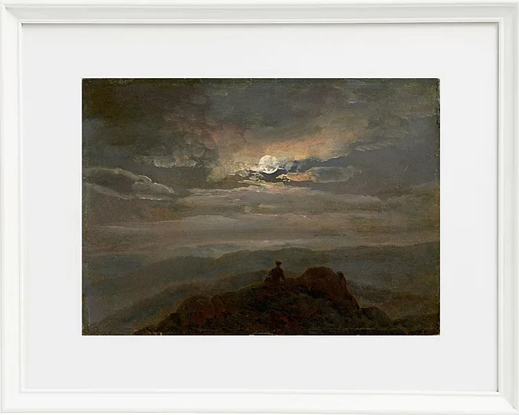 Johan Christian Dahl – Wanderer auf einem Berggipfel 1823 | Giclée Kunstdruck gerahmt