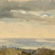 Johan Christian Dahl | Skystudie med flodlandskab - 1825 | Indrammet kunsttryk | Romantic | formida