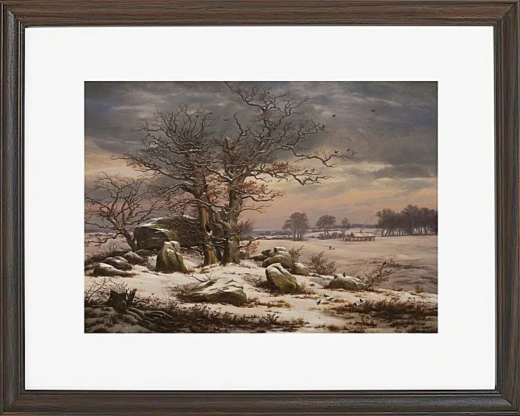 Johan Christian Dahl – Winterlandschaft bei Vordingborg 1827 | Giclée Kunstdruck gerahmt
