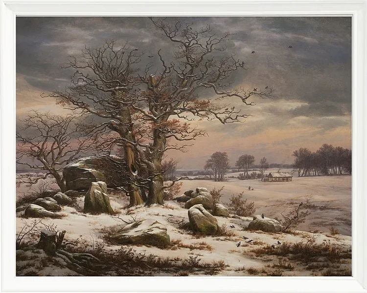 Johan Christian Dahl – Winterlandschaft bei Vordingborg 1827 | Giclée Kunstdruck gerahmt