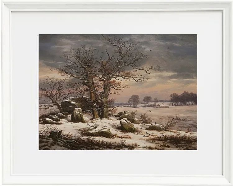 Johan Christian Dahl – Winterlandschaft bei Vordingborg 1827 | Giclée Kunstdruck gerahmt