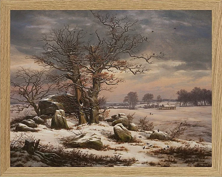 Johan Christian Dahl – Winterlandschaft bei Vordingborg 1827 | Giclée Kunstdruck gerahmt