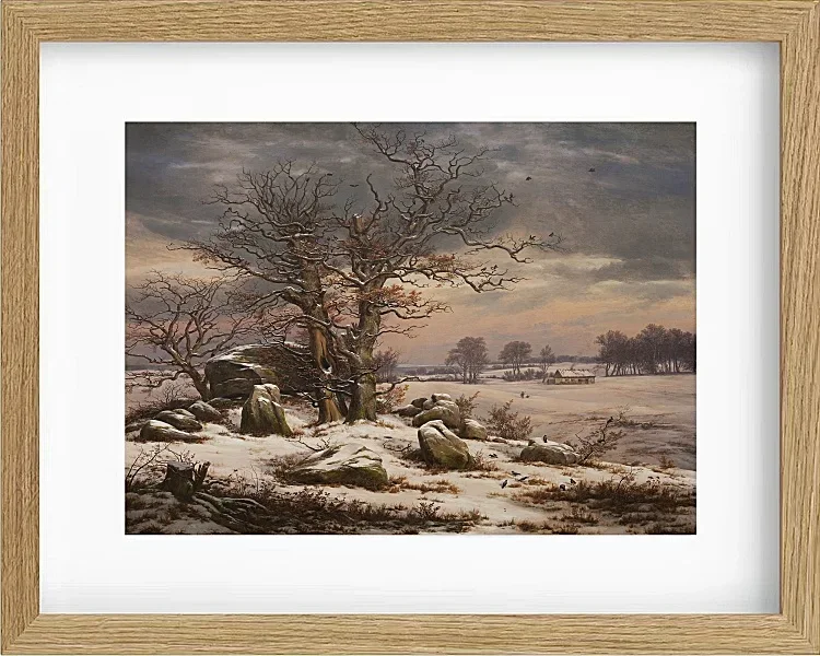 Johan Christian Dahl – Winterlandschaft bei Vordingborg 1827 | Giclée Kunstdruck gerahmt