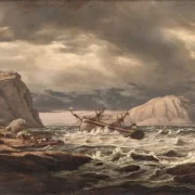 Johan Christian Dahl | Et skibsforlis på Norges kyst – 1832 | Indrammet kunsttryk | Romantic | formida