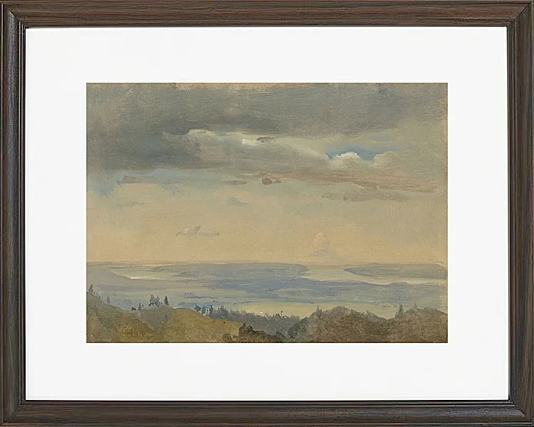 Johan Christian Dahl – Wolkenstudie mit Flusslandschaft 1825 | Giclée Kunstdruck gerahmt