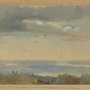 Johan Christian Dahl – Wolkenstudie mit Flusslandschaft 1825 | Giclée Kunstdruck gerahmt