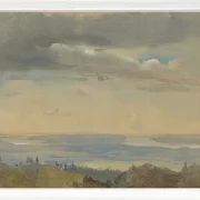 Johan Christian Dahl – Wolkenstudie mit Flusslandschaft 1825 | Giclée Kunstdruck gerahmt