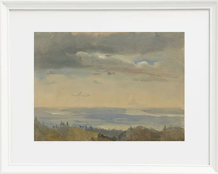Johan Christian Dahl – Wolkenstudie mit Flusslandschaft 1825 | Giclée Kunstdruck gerahmt