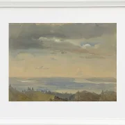 Johan Christian Dahl – Wolkenstudie mit Flusslandschaft 1825 | Giclée Kunstdruck gerahmt