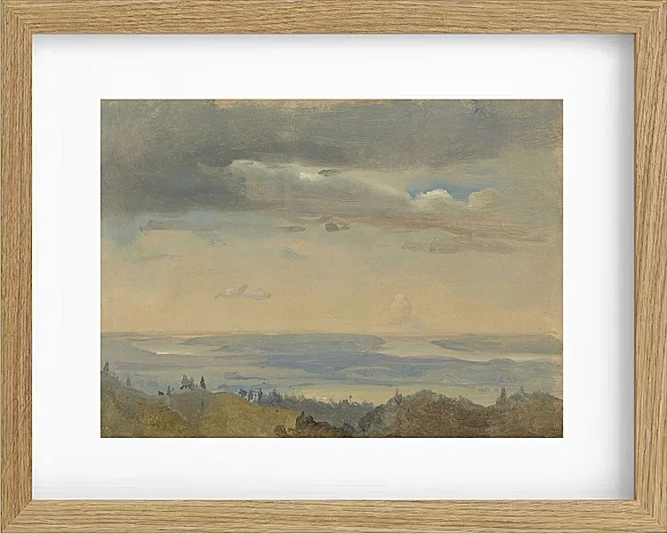 Johan Christian Dahl – Wolkenstudie mit Flusslandschaft 1825 | Giclée Kunstdruck gerahmt