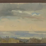 Johan Christian Dahl – Wolkenstudie mit Flusslandschaft 1825 | Giclée Kunstdruck gerahmt