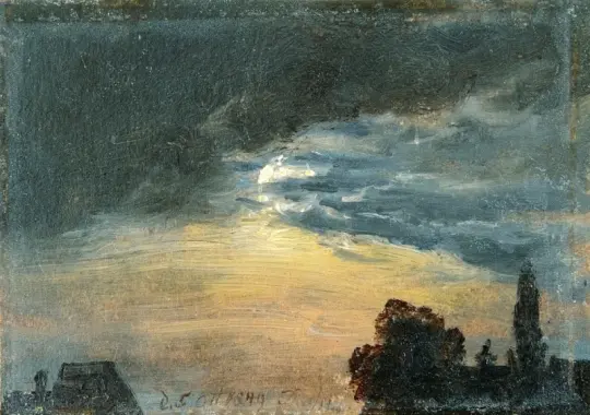 Johan Christian Dahl | Skyer i måneskin - 1849 | Indrammet kunsttryk | Romantic | formida