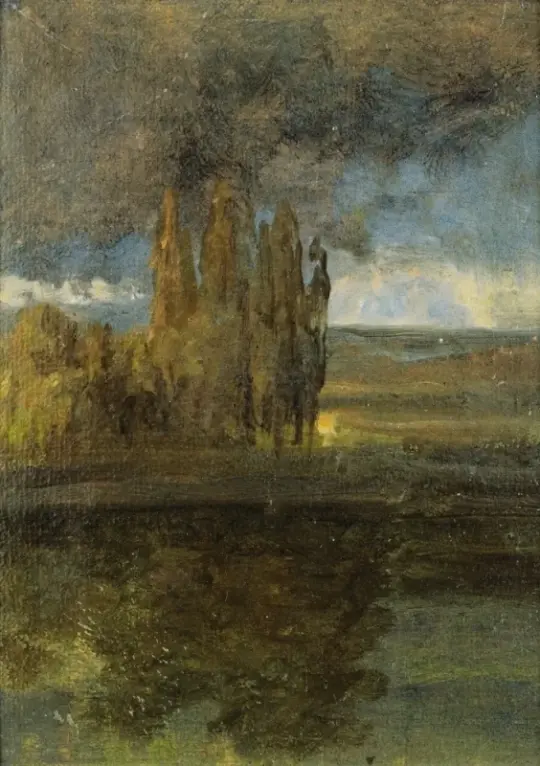 Johan Christian Dahl | Udsigt over Elben og bastionen 'der Bär' - 1828 | Indrammet kunsttryk | Romantic | formida