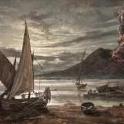 Johan Christian Dahl | Vesuv i udbrud. Måneskin - 1821 | Indrammet kunsttryk | Romantic | formida