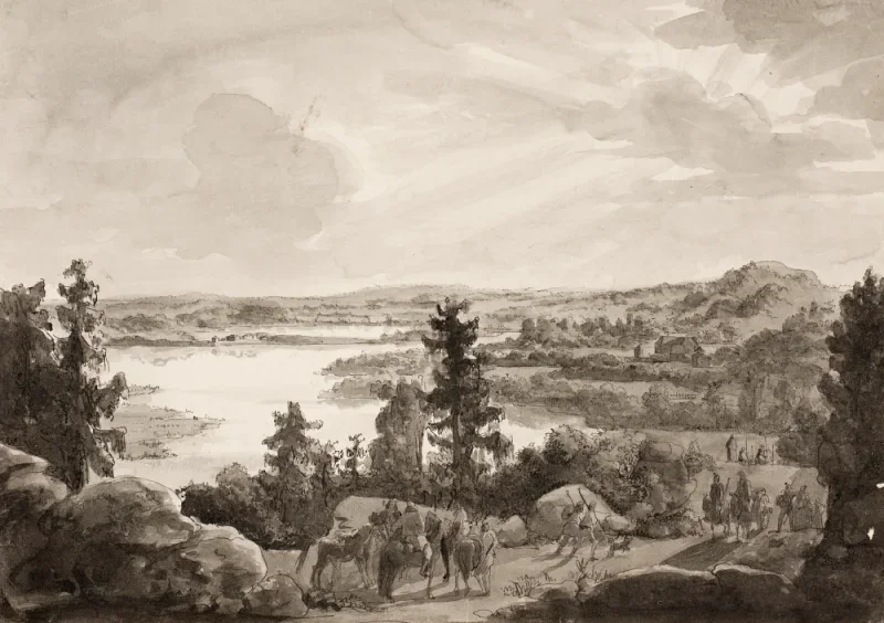 Johan Christian Dahl | Blick auf einen See, Norwegen – 1850 | Gerahmter Kunstdruck | Romantik | formida