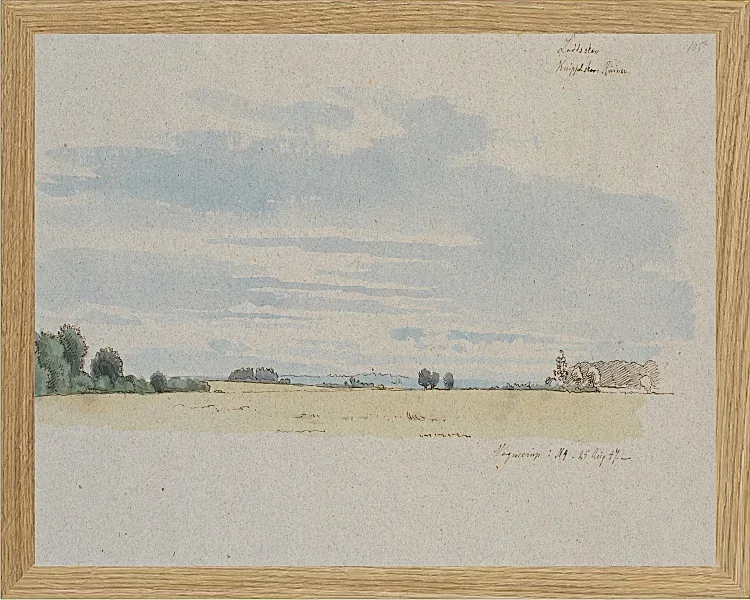 Johan Lundbye – Blick über Felder in Richtung Wald 1847 | Giclée Kunstdruck gerahmt