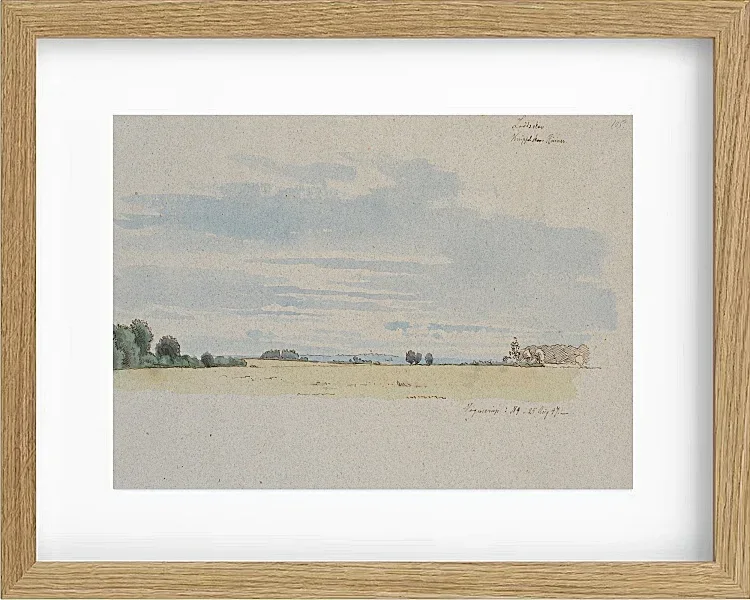 Johan Lundbye – Blick über Felder in Richtung Wald 1847 | Giclée Kunstdruck gerahmt