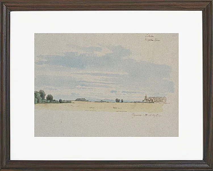 Johan Lundbye – Blick über Felder in Richtung Wald 1847 | Giclée Kunstdruck gerahmt
