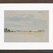 Johan Lundbye – Blick über Felder in Richtung Wald 1847 | Giclée Kunstdruck gerahmt