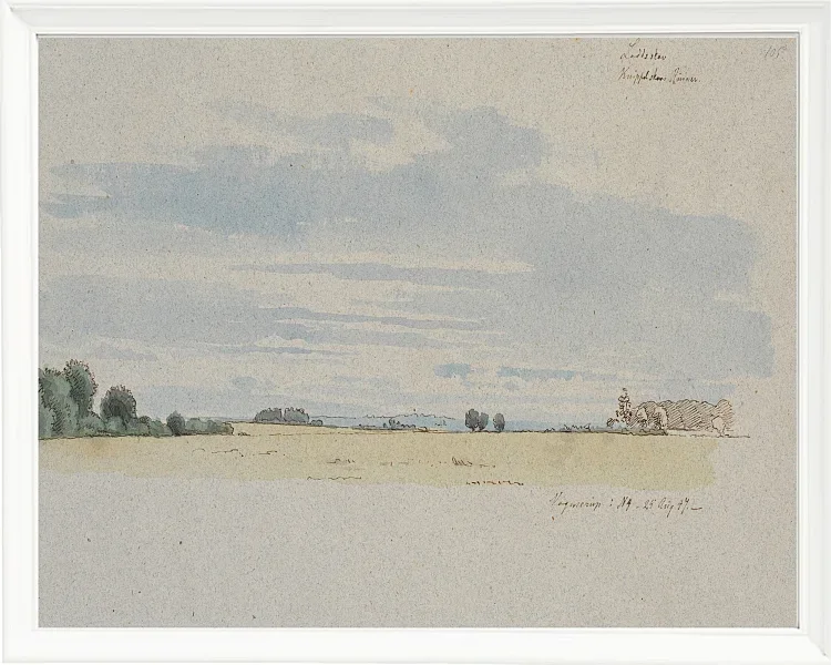 Johan Lundbye – Blick über Felder in Richtung Wald 1847 | Giclée Kunstdruck gerahmt