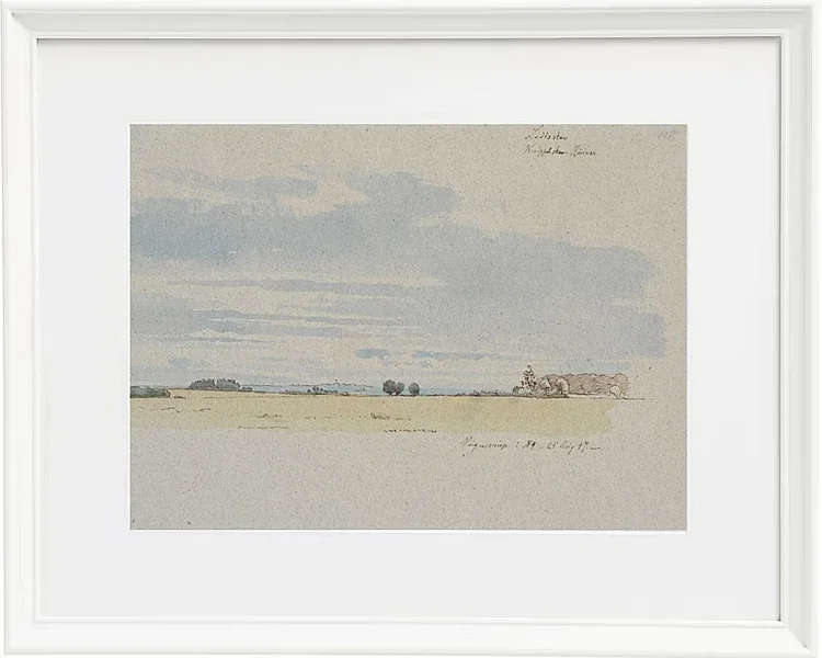 Johan Lundbye – Blick über Felder in Richtung Wald 1847 | Giclée Kunstdruck gerahmt