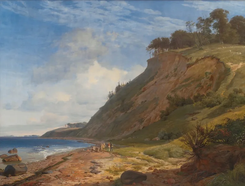 Johan Lundbye – Blick von Kitnæs auf den Roskilde-Fjord 1836 | Giclée Kunstdruck gerahmt