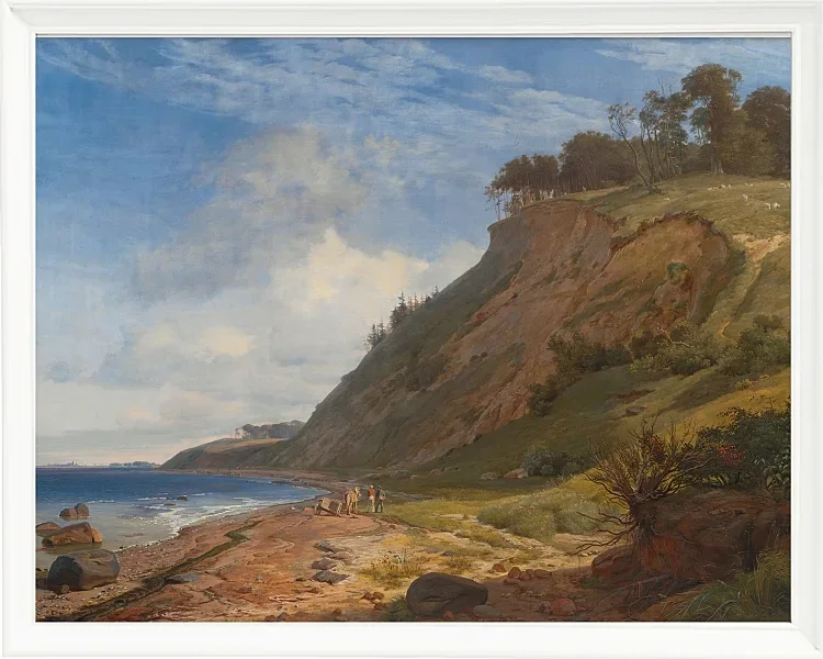 Johan Lundbye – Blick von Kitnæs auf den Roskilde-Fjord 1836 | Giclée Kunstdruck gerahmt