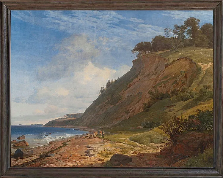 Johan Lundbye – Blick von Kitnæs auf den Roskilde-Fjord 1836 | Giclée Kunstdruck gerahmt