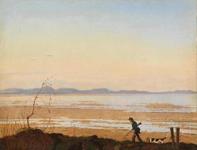 Johan Lundbye – Ein Abend am Arresø See 1837 | Giclée Kunstdruck gerahmt