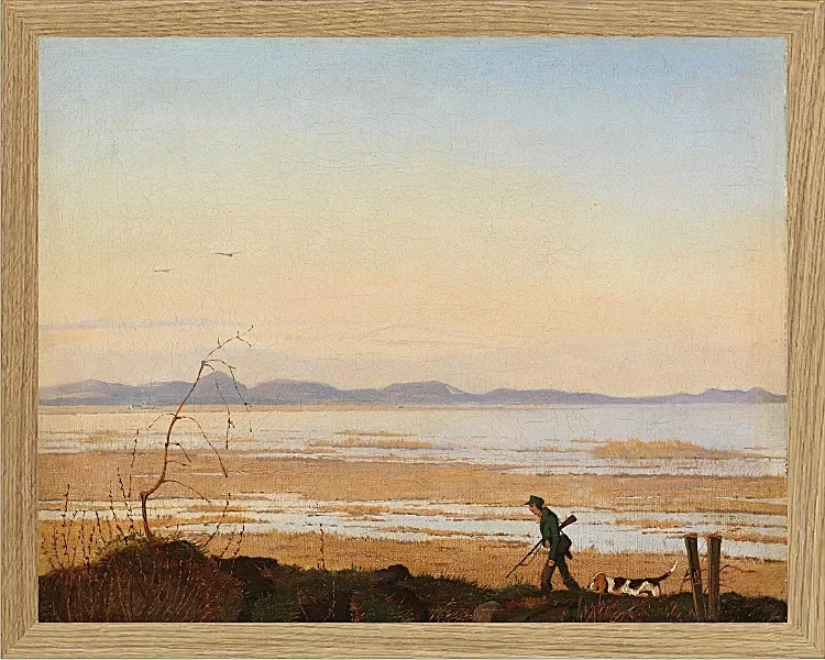 Johan Lundbye – Ein Abend am Arresø See 1837 | Giclée Kunstdruck gerahmt