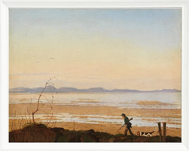Johan Lundbye – Ein Abend am Arresø See 1837 | Giclée Kunstdruck gerahmt