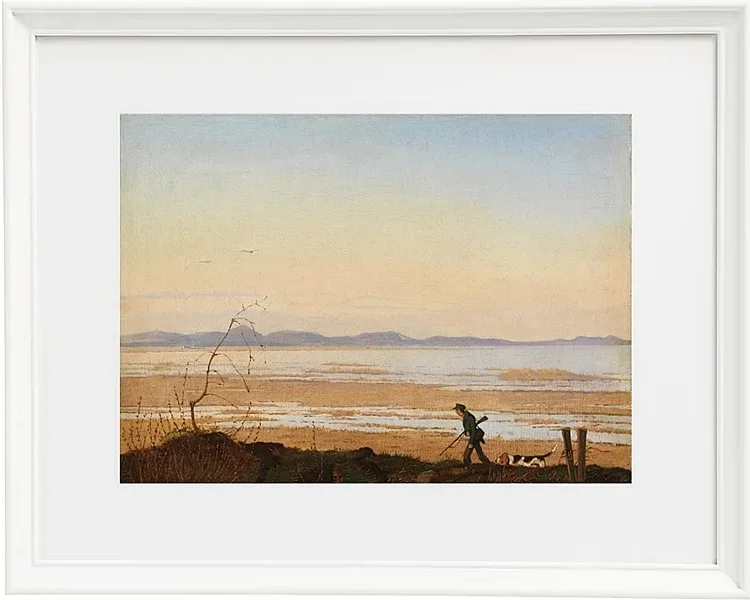 Johan Lundbye – Ein Abend am Arresø See 1837 | Giclée Kunstdruck gerahmt