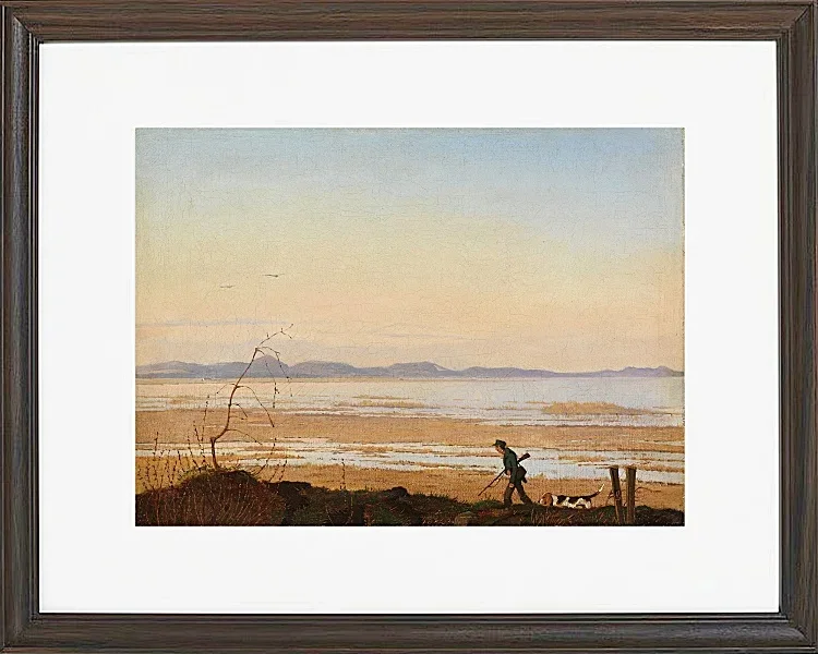 Johan Lundbye – Ein Abend am Arresø See 1837 | Giclée Kunstdruck gerahmt