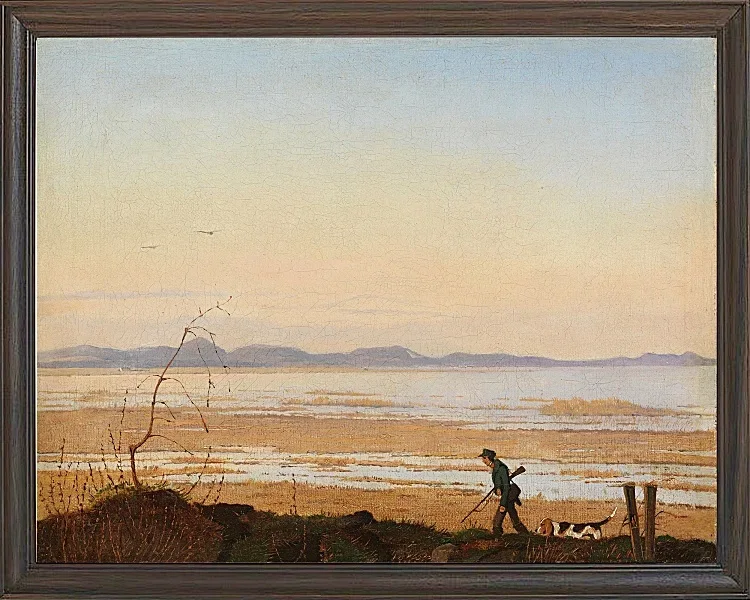Johan Lundbye – Ein Abend am Arresø See 1837 | Giclée Kunstdruck gerahmt