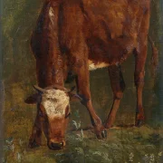 Johan Lundbye – Grasende rote Färse 1843 | Giclée Kunstdruck gerahmt