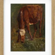 Johan Lundbye – Grasende rote Färse 1843 | Giclée Kunstdruck gerahmt
