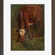 Johan Lundbye – Grasende rote Färse 1843 | Giclée Kunstdruck gerahmt