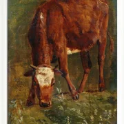 Johan Lundbye – Grasende rote Färse 1843 | Giclée Kunstdruck gerahmt