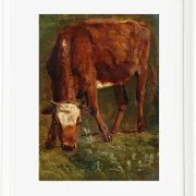 Johan Lundbye – Grasende rote Färse 1843 | Giclée Kunstdruck gerahmt