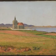 Johan Lundbye – Vinderød-Kirche bei Frederiksværk 1837 | Giclée Kunstdruck gerahmt