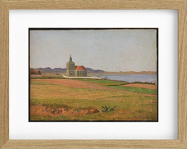 Johan Lundbye – Vinderød-Kirche bei Frederiksværk 1837 | Giclée Kunstdruck gerahmt