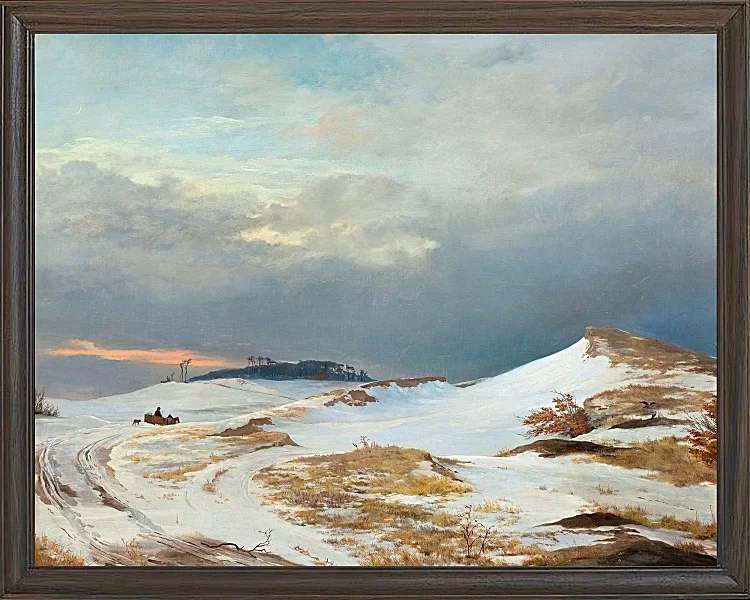 Johan Lundbye – Winterlandschaft mit Nordsee ländlichem Charakter 1841 | Giclée Kunstdruck gerahmt